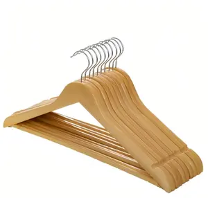 10 Pack Premium Natural Wooden Clothes Hangers Smooth Finish Shoulder Notches for Shirts Coats Dresses Closet Organizer wire