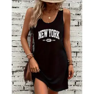 Tank Dress, Black Line Arrow Shapeprinted Casual Tank Dress - Women'S Clothing, Comfortable Fit, Classic Design