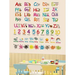 mama look 2 Pieces Colored Letters Education Wall Stickers For Living Room Kid's Bedroom Stickers Decor Removable PVC Decals Room Floor Mural, Stickers, Wall Decal, Vinyl Decal For Home Decorations, Spring Decoration Items Refresh Your Home, Rama Decorati