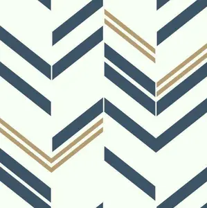 RoomMate Chevron Stripe Peel and Stick Wallpaper Blue