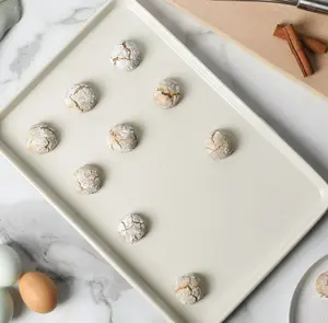 Martha Stewart Everyday 15 x 10 Inch Nonstick Carbon Steel Cookie Sheet in Linen for Baking Cookies with Easy Release Surface Bakeware