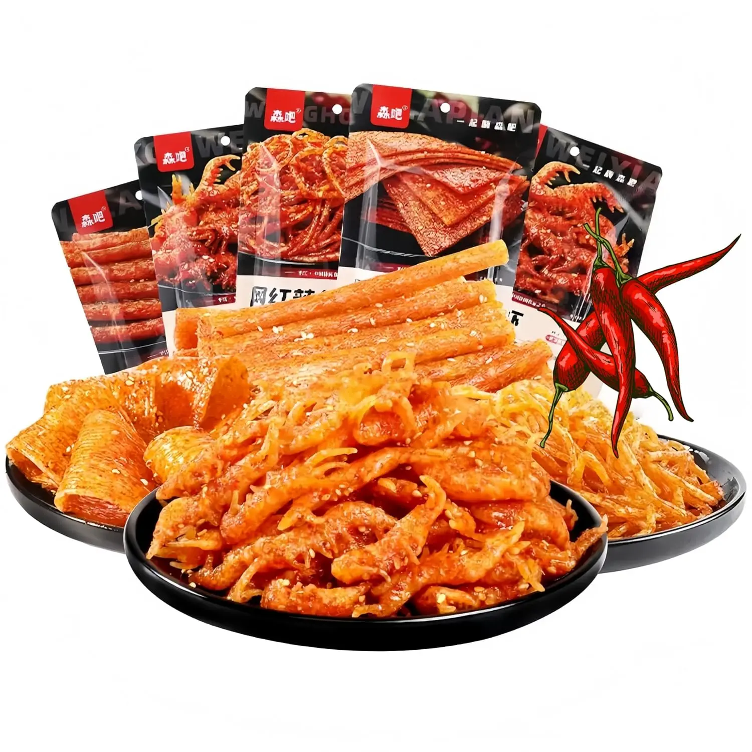 Spicy Strips,Latiao,5 Packs Chinese Spicy Sticks,Classic Piquancy Daily Party Latiao Delicious Snack2.2 Ounces Per