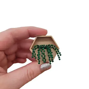 1:24 Scale String of Pearls Plant in Hexagon Wall Planter - 1/24 Modern Mini Doll House Furniture Miniature