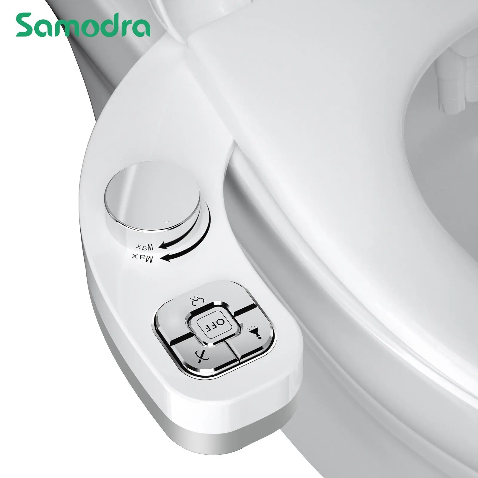 SAMODRA Button Bidet - Non-ElectricSelf Cleaning Dual Nozzle (Frontal and Rear Wash) Fresh Water Bidet Toilet Seat Attachment