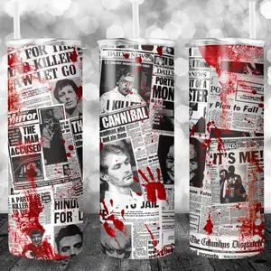 Serial Killer Drink Tumbler | Sublimation Tumbler | Murder | Mystery | Horror | 20oz Or 30oz | Gift | True Crime | Crime | Murder | Spooky | Insulated