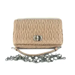 Pre-owned miu miu Leather Shoulder Bags Nappa Matelasse Crystal Flap Clutch Cammeo JV00398 NO2