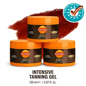 Carroten Intensive Tanning Gel - Browning Tan Accelerator, Non-Greasy, Water-Resistant with Carrot & Coconut Oil, Vitamin A & E, 5 Fl Oz, Made in Greece