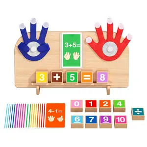 Finger Counting Preschool Learning Toys for Toddlers 3-6, Educational Math Manipulatives Number Counting Wooden Blocks for Kids, Math Learning Tools, Math Toys for 3 4 5 6 Year Old Boys Girls Birthday Gifts