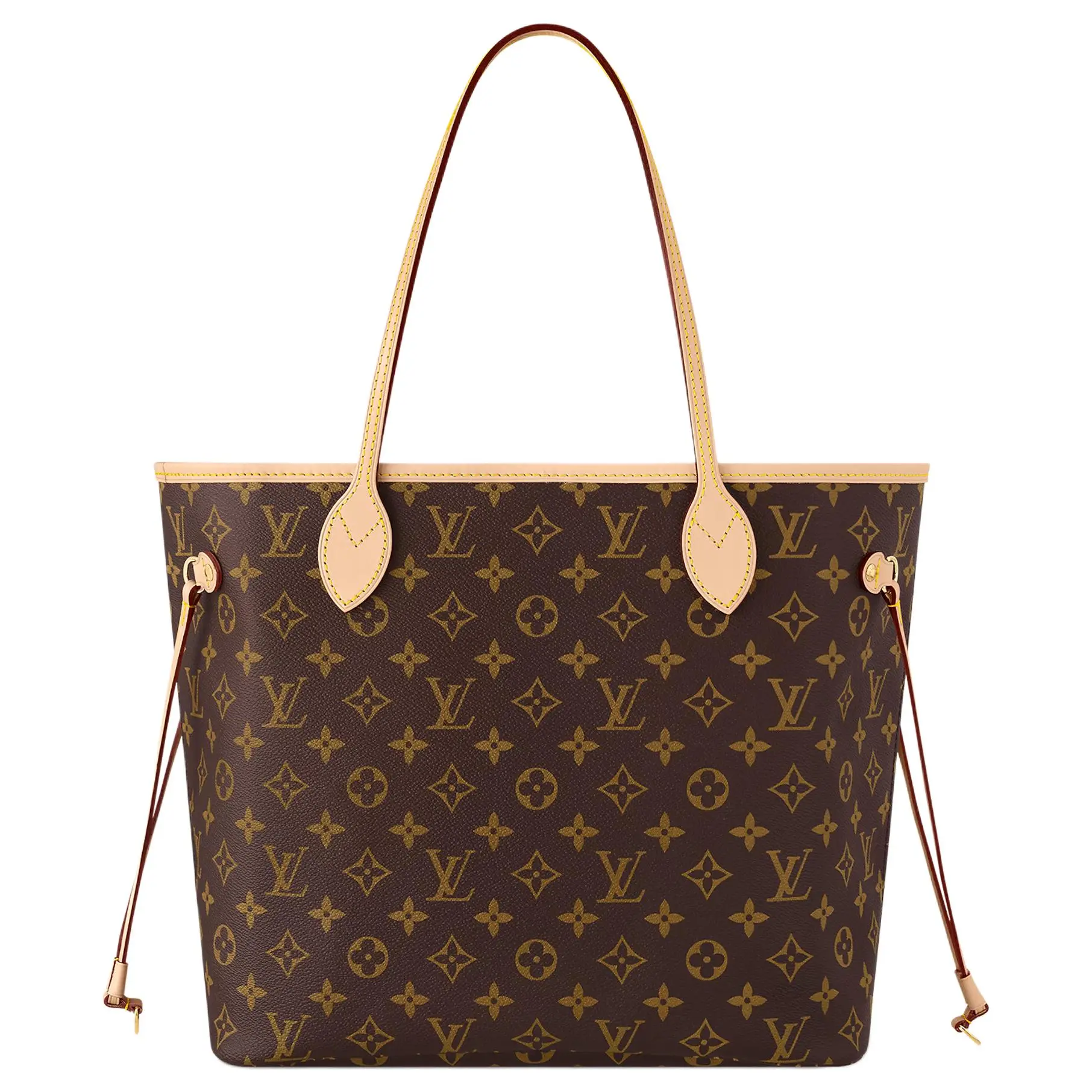 Louis Vuitton Neverfull MM Tote Bag for Women, Monogram Coated Canvas with Leather Trim, Brown