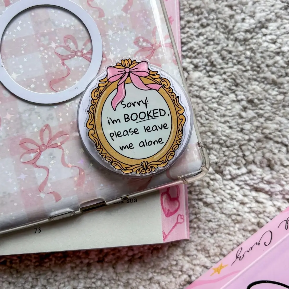 Coquette Kindle Grip Bookish Phone Grip Pink Bow Magnetic Kobo Holder Kindle Accessories Bookish Merch Birthday Gift for Book Lover