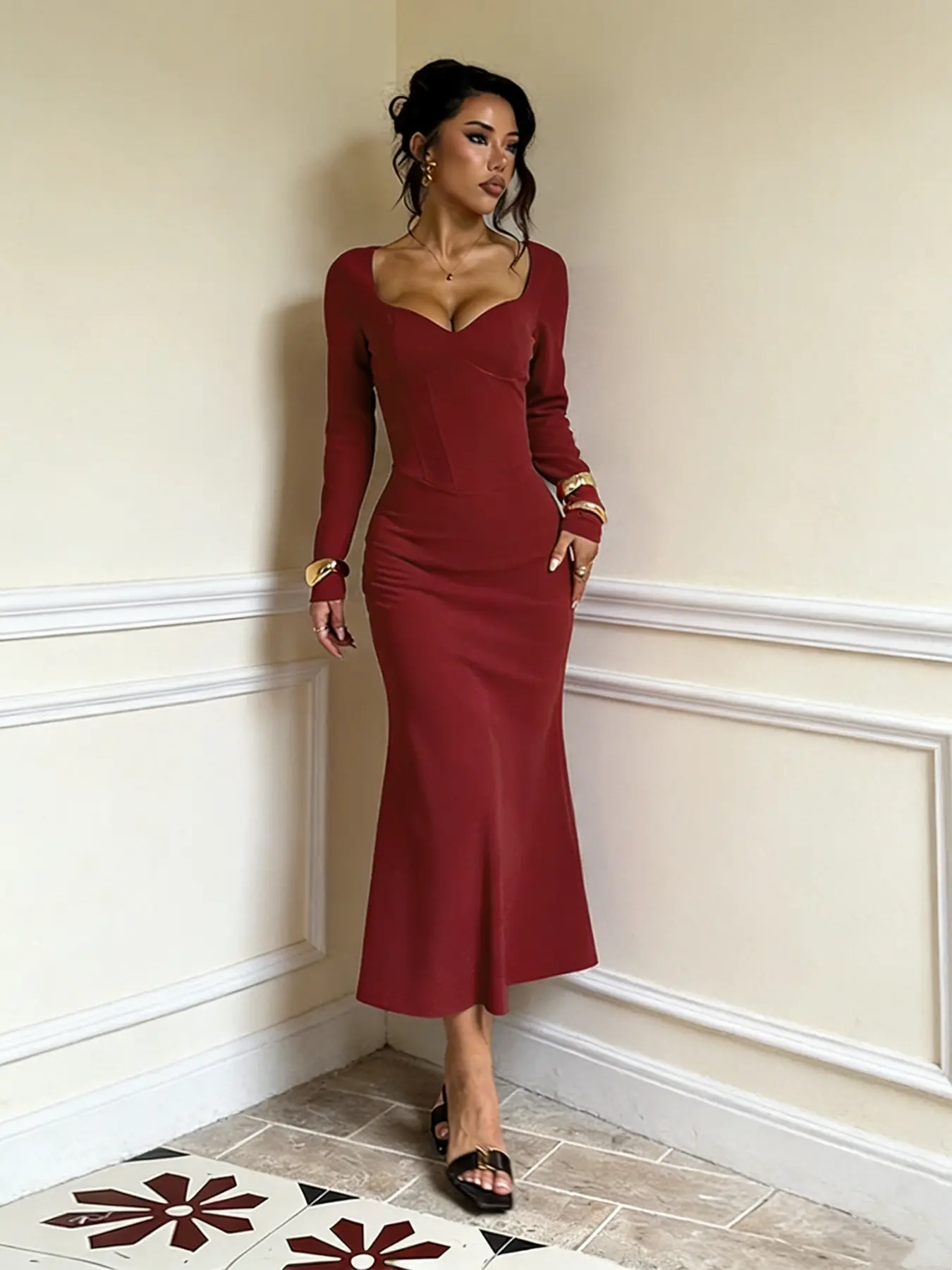 Women's Long Sleeve Dress, Heart-Shaped Waist A-Line Skirt, Elegant Fashion Women's Clothing, Stylish and Chic Design - TikTok Shop Women's Long Sleeve Dress, Heart-Shaped Waist A-Line Skirt, Elegant Fashion Women's Clothing, Stylish and Chic Design - TikTok Shop