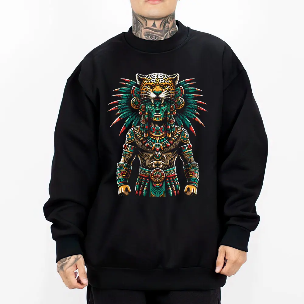 Chicano Clothing, Aztec Art Mex Clothes, Oversized Graphic Tee for Men & Women Medium Heavy Polyester Sweatshirt Loose Fit Casual Streetwear AZT23