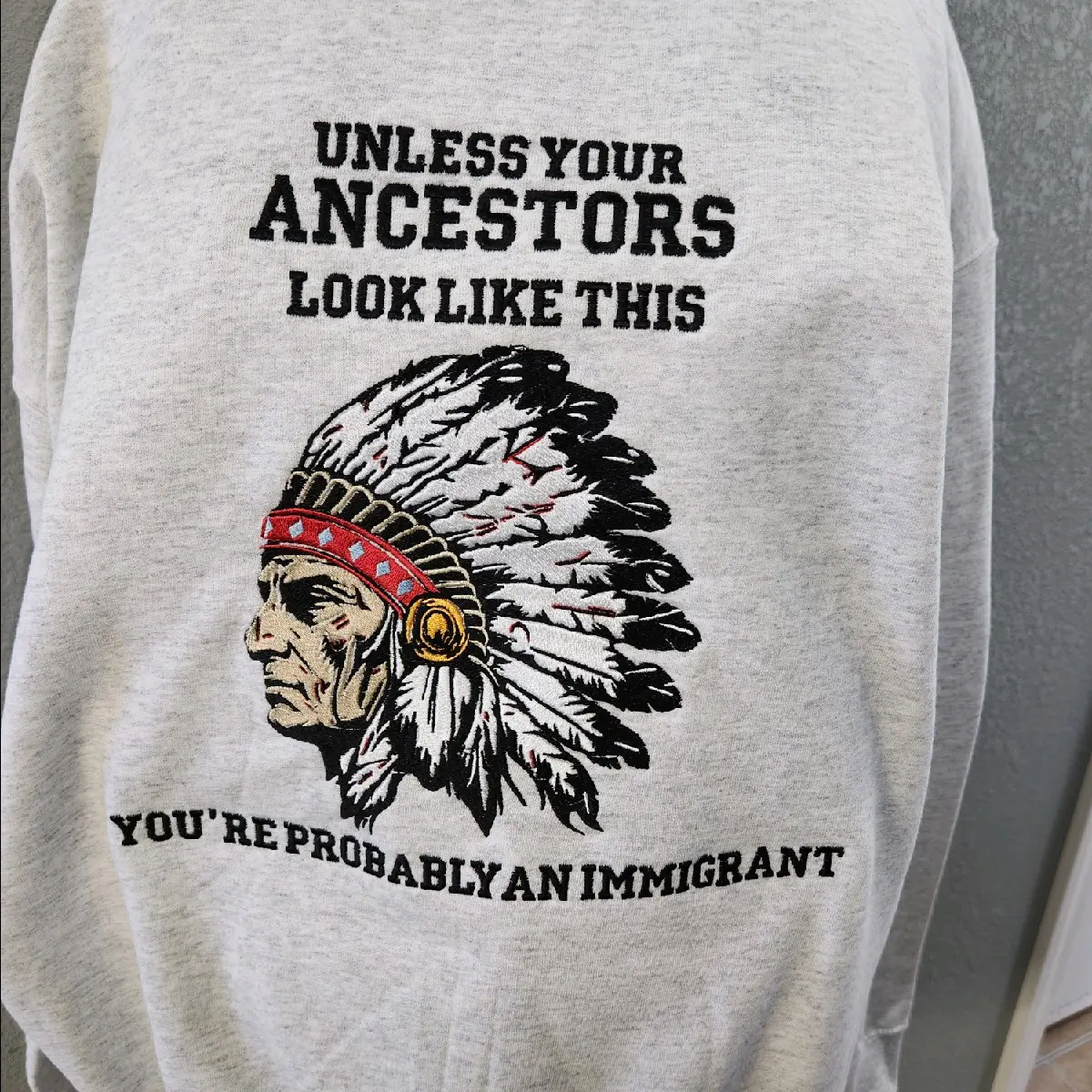 Native American Embroidery Crew Neck Sweaters