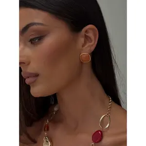 Tiera Gemstone Earrings Gold