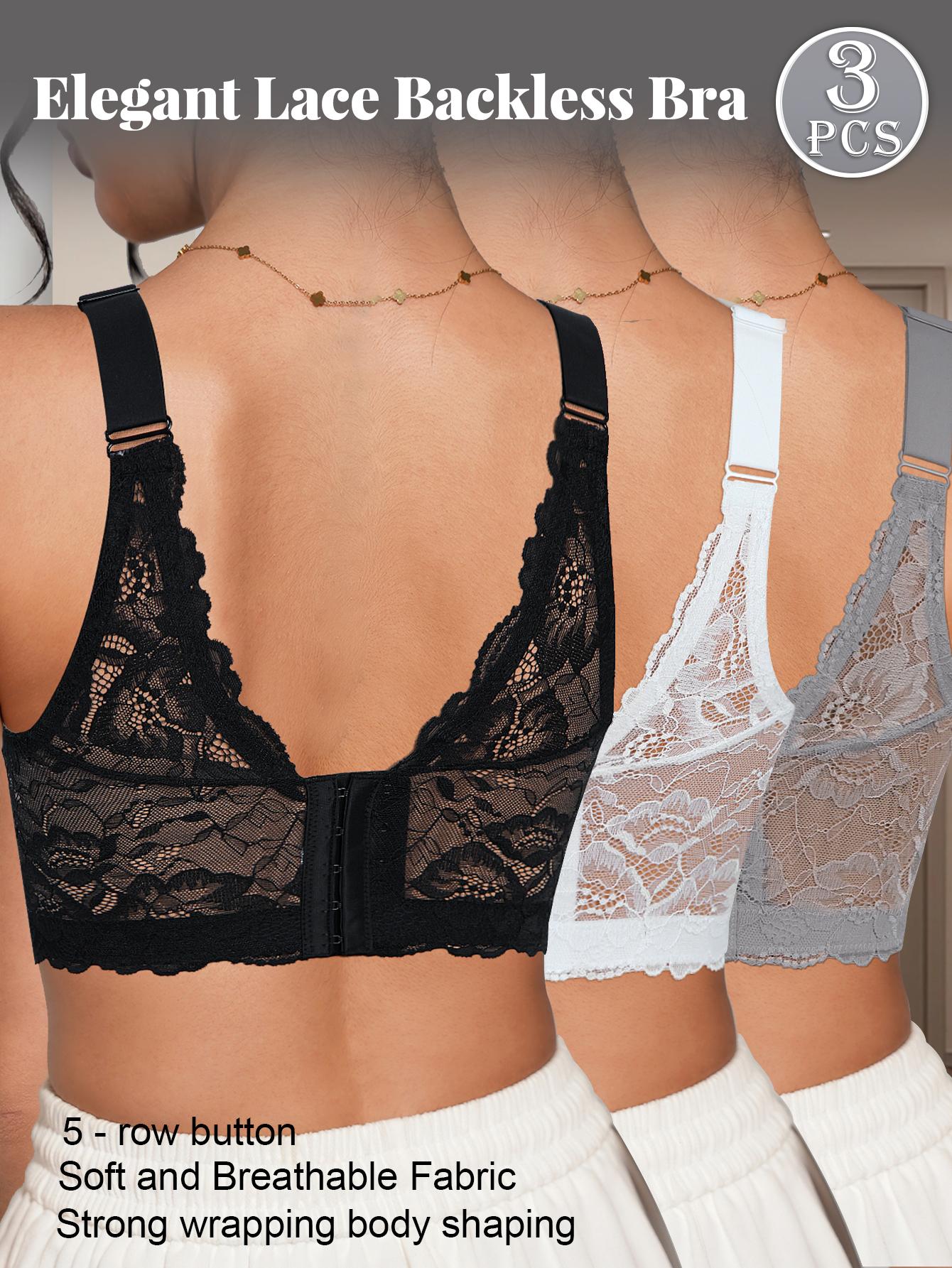 3PCS Lace Underwire Push-Up Bra - Anti-Sag, Wide Adjustable Straps, Comfort Breathable Elegance Elastic Lingerie, Versatile Wear Date Gift Bridal Everyday