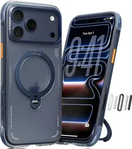 TORRAS Ostand Q3 Air for iPhone 17 Pro Case 6.3'' Midnight Blue with Stronger Magnetic Stand & 360° Ring Stand for Infinite Creativity