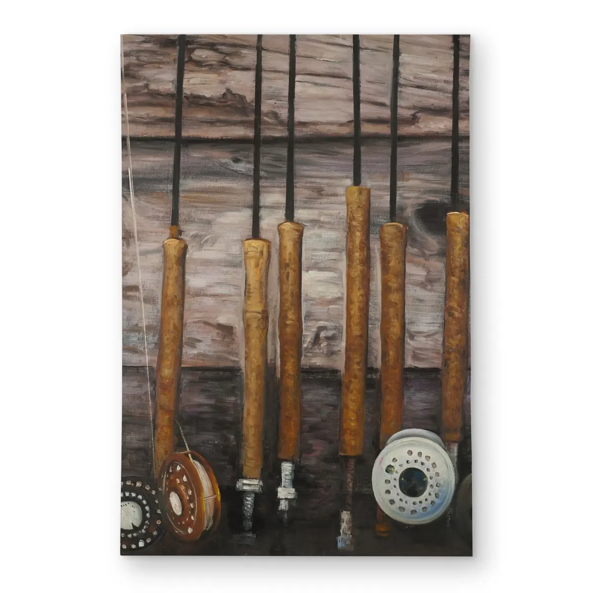 212 MAIN 4x6 ft. Rectangular Rustic Decorative Rug Mat - Fishing Rods on Wood Print, Indoor/Outdoor Home Decor Rugs, Patio Use for Outdoor Spaces, Patio Rug