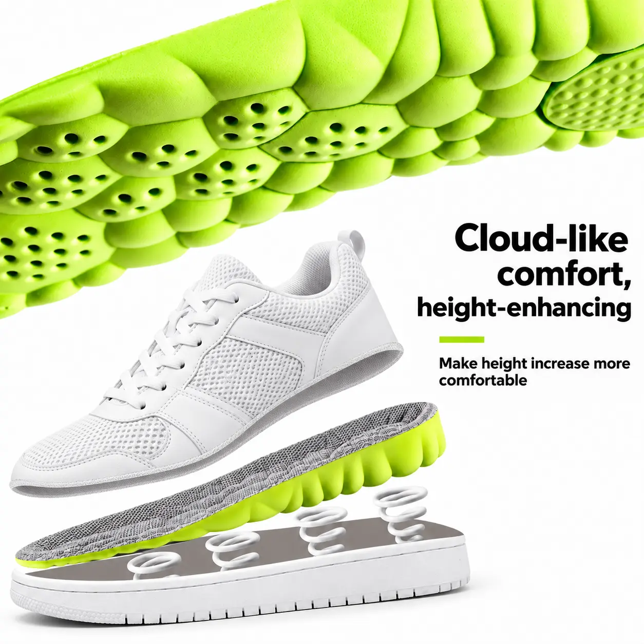 Unisex PU Footwear Foam Cushioning Insoles forMen-Women, High Elastic BreathableShockproof Arch Support Shoe Inserts, SportyInsoles for Running/Gym & Daily Wear