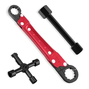 Plumbing Tools Angle Stop Wrench Kit - 3-Piece Plumber Tool Set with Compression Sleeve Puller & 4-Way Sillcock Key - Fits 3/8" & 1/2" Angle Stop Outlets Ferrule Removal Tool for Tight Spaces
