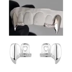 Men's Zirconia Tooth Caps & Bar Combo, Unique Fake Teeth, Cross-Border Hip-Hop Accessory, Individual Style, Fashion Jewelry, Tooth Gems