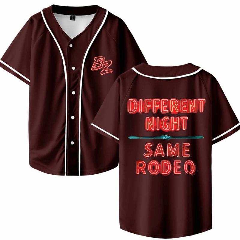 Bailey Zimmerman DNSR Neon Sign Baseball Jersey Shirt V-Neck Women Men Short Sleeve Streetwear Clothes