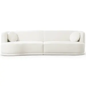 Paris Japandi Curvy White Boucle Sofa