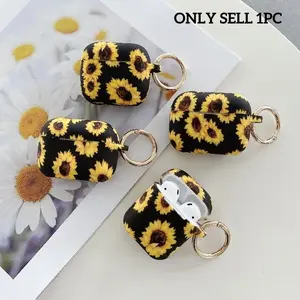 New Sunflower Case For Apple AirPods Pro 2 Prints Wireless Headset Cases For AirPods1 2 3 Cute Silicone Protective Sleeve Hook Earphone Protective Cover