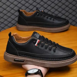 Men's shoes 2025 new trendy all-match casual shoes men's leather-faced soft-soled business board shoes men's leather shoes