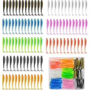 96 Pcs 2.7" Soft Paddle Tail Swimbaits, 8 Colors Soft Plastic Fishing Lures with Unique Vibrating Swim Action for Trout Crappie Walleye Sea Bass