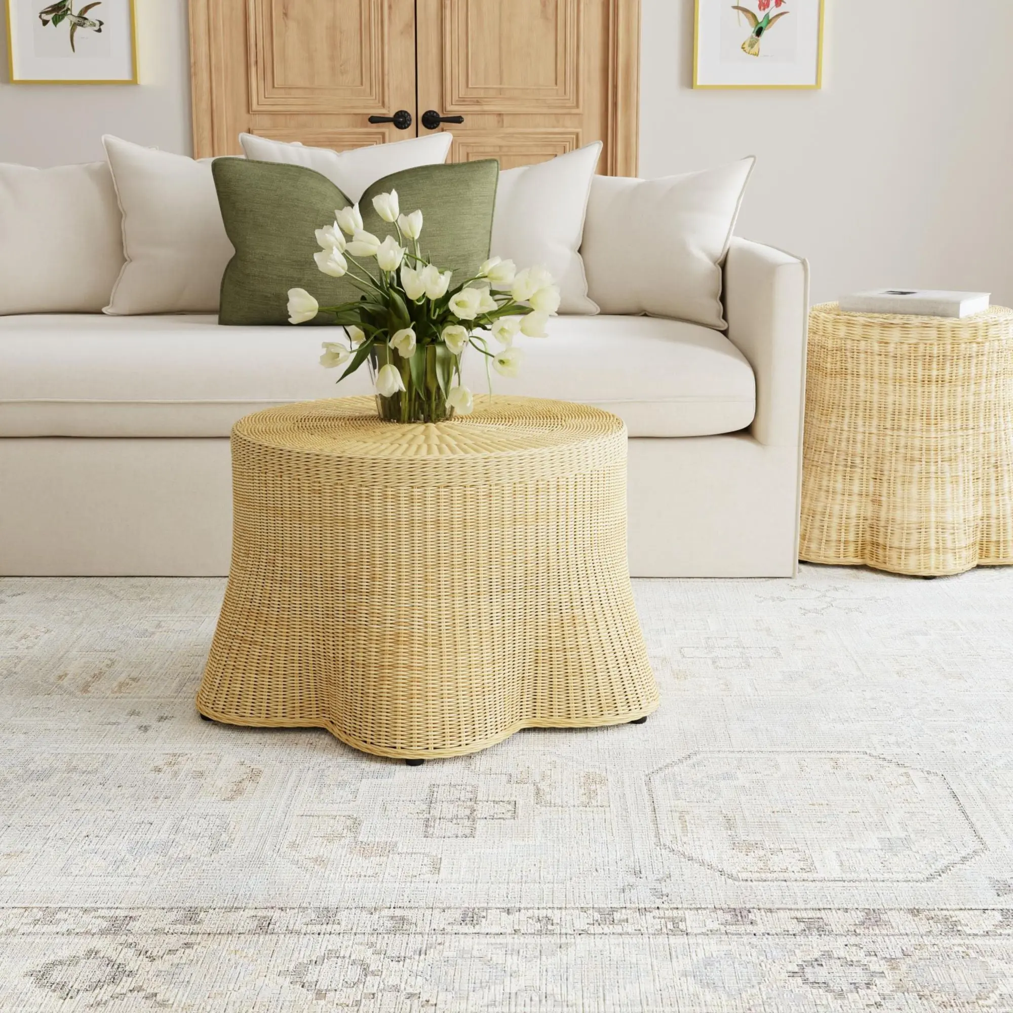 Betty Skirted Handwoven Rattan Coffee Table