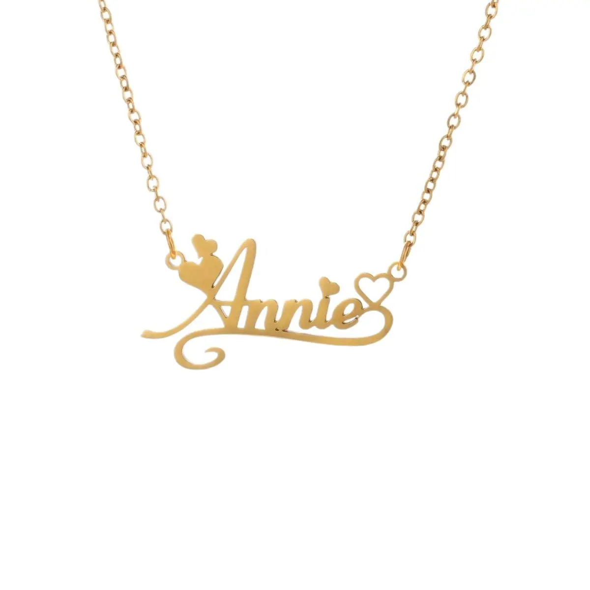 AS044 Stainless Steel Custom Made Name Necklace, DIY English Letter Personalized Love Cutting Pendant, Birthday Gift Jewelry, Fashion Holiday Accessory