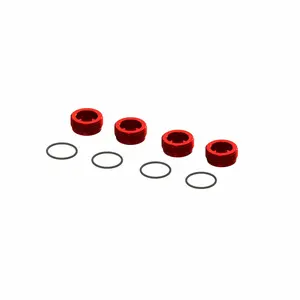 Arrma Red Aluminum Front Hub Nuts w/O-Rings (4pcs) ARA320467