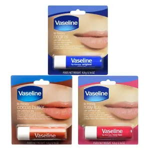 Vaseline Lip Therapy Assorted Flavors Set Original Rosy CoCo Butter With Petroleum Jelly 0.16oz/4.8g each
