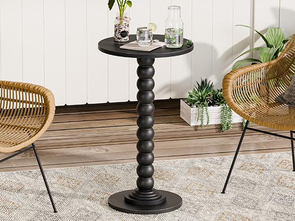 Round Side Table - Solid Wood Leg Small Drink Table for Living Room Bedroom Office,Black Round Side Table - Solid Wood Leg Small Drink Table for Living Room Bedroom Office,Black