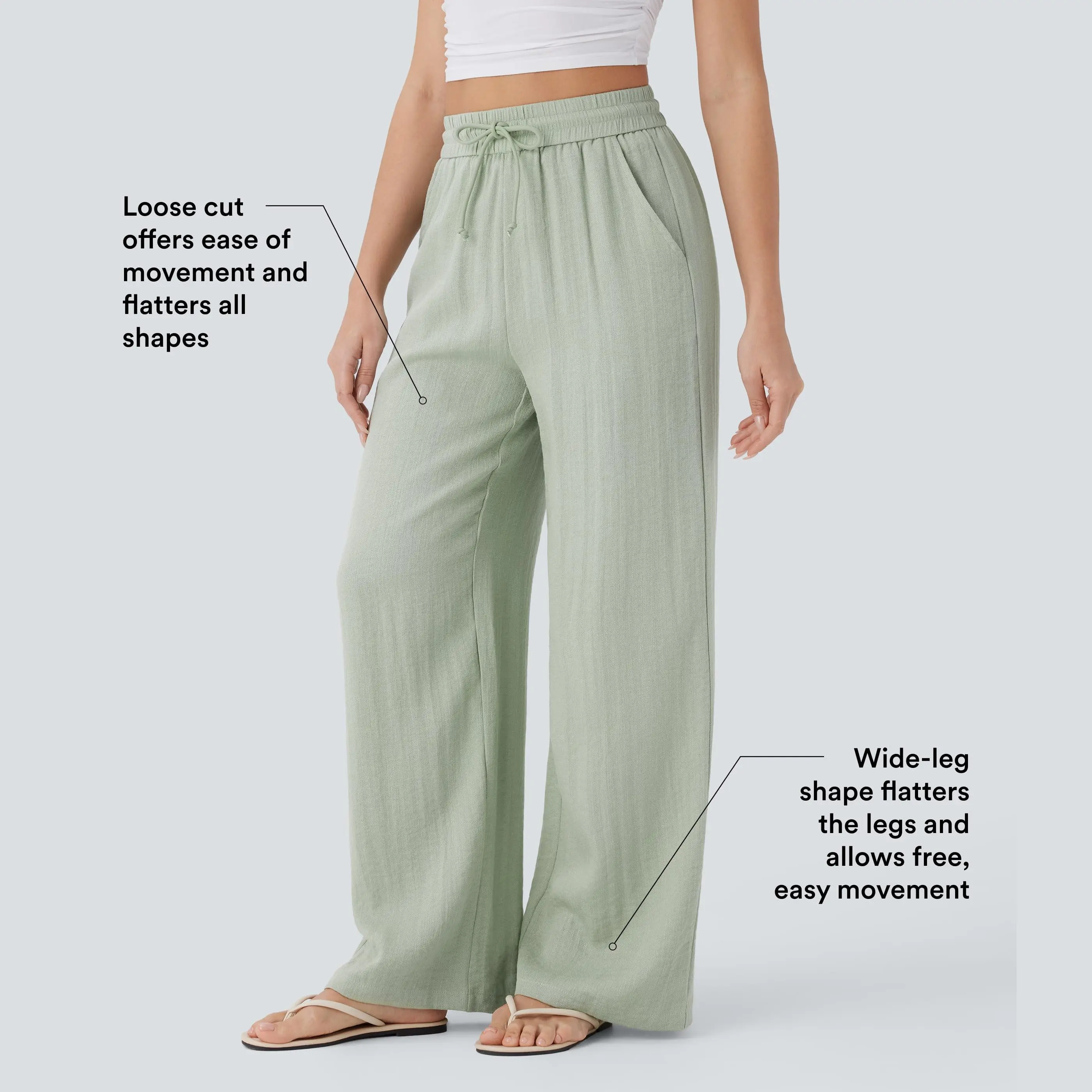 【Creator's Pick】Halara High Waisted Drawstring Pocket Wide Leg Casual Linen-Feel Pants #SwimWeek 【Creator's Pick】Halara High Waisted Drawstring Pocket Wide Leg Casual Linen-Feel Pants #SwimWeek