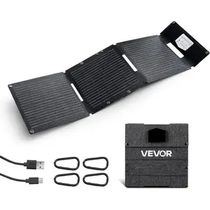 VEVOR 60W Foldable Solar Panel Charger, 16BB N-Type Monocrystalline Solar Panel 24 Efficiency, Lightweight Portable with MC4 Output, Type-C, USB-A DC Ports for Power Stations Camping HikingVEVOR Super Brand Day