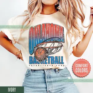 Oklahoma Basketball Vintage Style T-Shirt, Thunder T-shirt, Thunder Shirt, Vintage Basketball Fan, Retro Oklahoma City