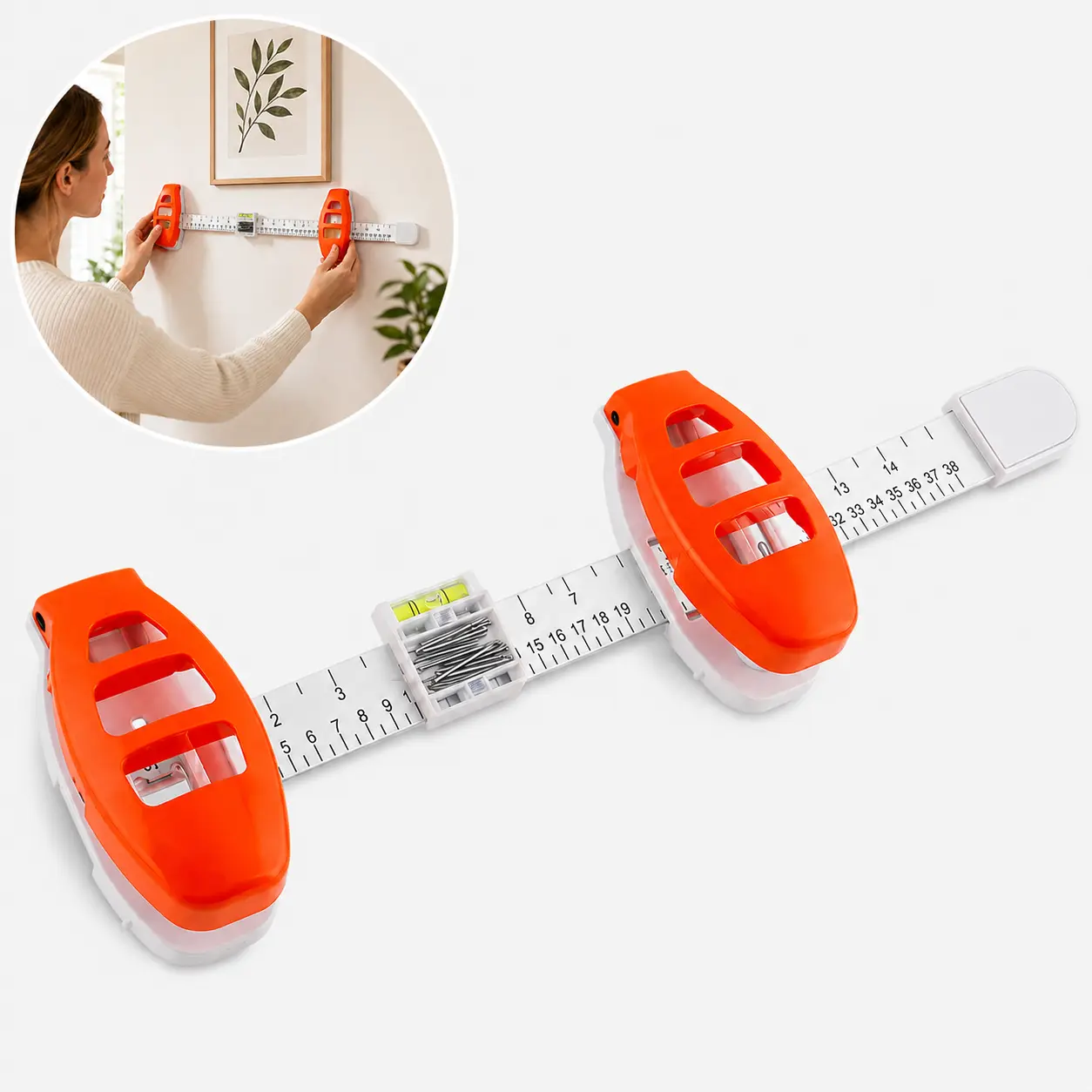 Professional Picture Hanging Tool with Level and Ruler, 4th of July Home Wall Decor Frame Alignment Kit, Easy-to-Use Picture Hanger Tool for Accurate Placement