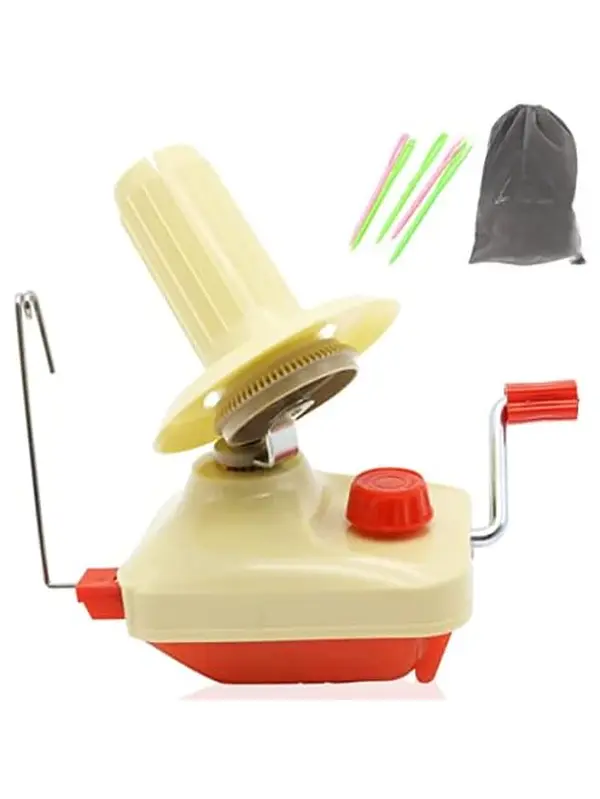 Needlecraft Yarn Ball Winder Hand Operated,Red,Portable Package,Easy to Set Up and Use,Sturdy with Metal Handle and Tabletop Clamp,Including Yarn  Set...
