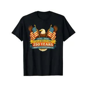250 Years Commemorative Cotton T-shirt Eagle 1776-2026 Anniversary USA Flag Independence Day Casual Round Neck Unisex Holiday Gift Stylish Top for Casual Outings 2026 New Design 180G