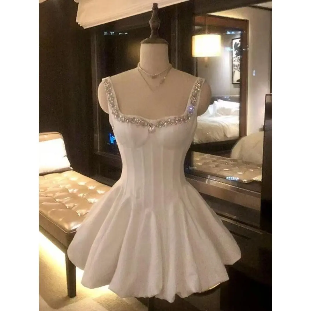 Gothic Sling Dress Women Harajuku Retro Tulle Ruffles Trim Christmas Party Outfit Grunge Aesthetic Sleeveless Elegant Wear