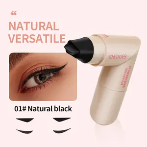 SHEDOES 2-IN-1 Rotating Eyeliner Stamp Pen Dual Head Smooth Liquid Liner Wing Stamp Quick Dry Smudge Proof Waterproof Natural Black Makeup Tool for Women