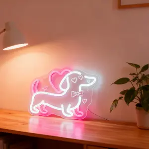 Dog Heart Neon Light, Pet Lover Party Decor, USB Powered, Adjustable Brightness, Mother's Day Father's Day Gift, Bedroom Decoration