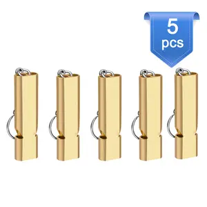 5-Pack 120dB High-Pitch Emergency Whistle with Keyring – Waterproof, Portable & Durable Outdoor Survival Gear for Hiking, Kayaking, Boating & Signaling (Gold / Silver)