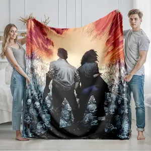 1 piece Survivor confrontation in a post-apocalyptic zombie siege themed flannel blanket - Modern design flannel blanket, suitable for sofas and beds, all-season use, super soft and warm, digital printing, 100% polyester material, machine washable