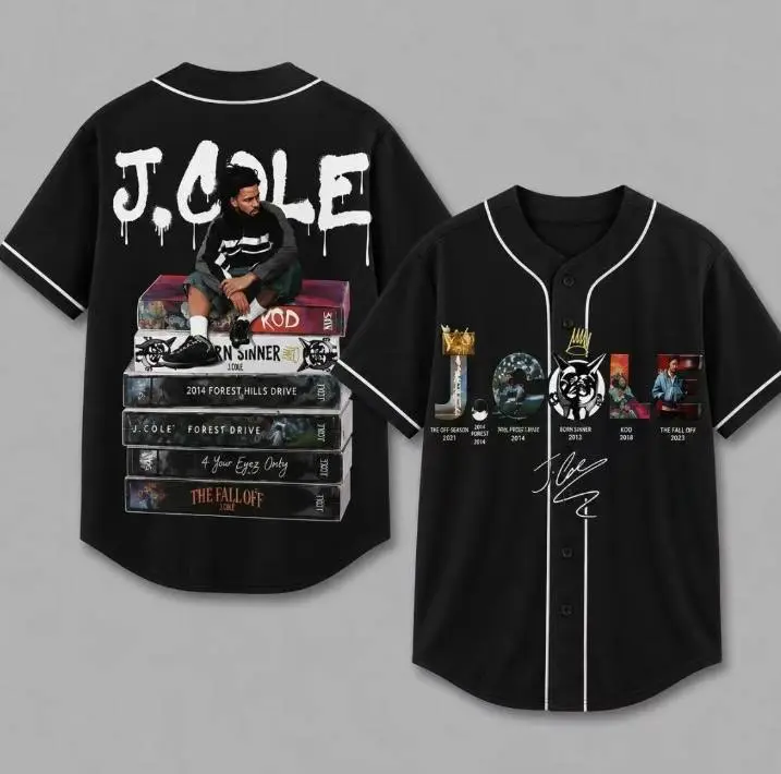 Custom J Cole Baseball Jersey | Music The Fall Off Shirt | Casual Fashion Short Sleeve Button Down Shirt