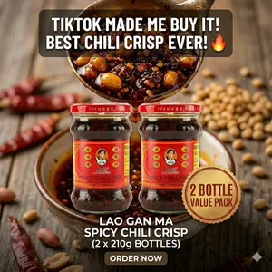2-Pack  LAOGANMA Spicy Chili Crisp (7.41oz x 2) | The Original Chinese Chili Oil | Savory & Authentic Crispy Texture Hot Sauce Your Favorite Crunchy Chili Oil for Noodles, Eggs & Pizza