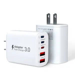 1-2Pack USB C Fast Charger Block,50W 5-Port USB C Wall Charger Brick,2 USB A & 3 USB C PD3.0 Power Adapter Multiport Type C Charging Plug for iPhone 16/15/14/13,Pad Mini/Pro,AirPods 4,GalaxyS23