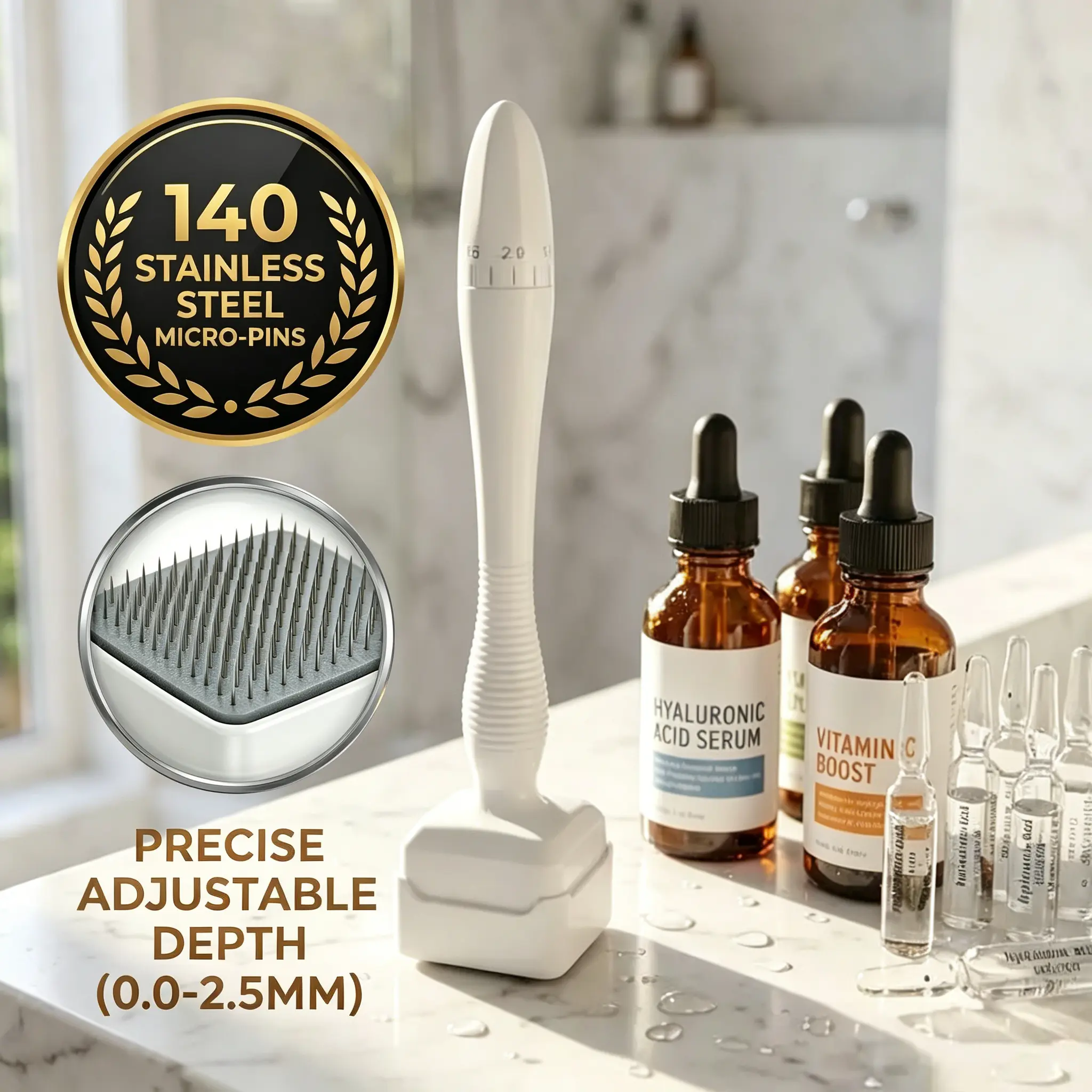 Adjustable Depth Lightweight Steel-Plastic Skincare Stamp - Solid Device with Soothing Effect, Universal Fit Home Beauty Accessory for Daily Facial & Scalp Maintenance (For Men & Women, Ideal for Body Care Routine)