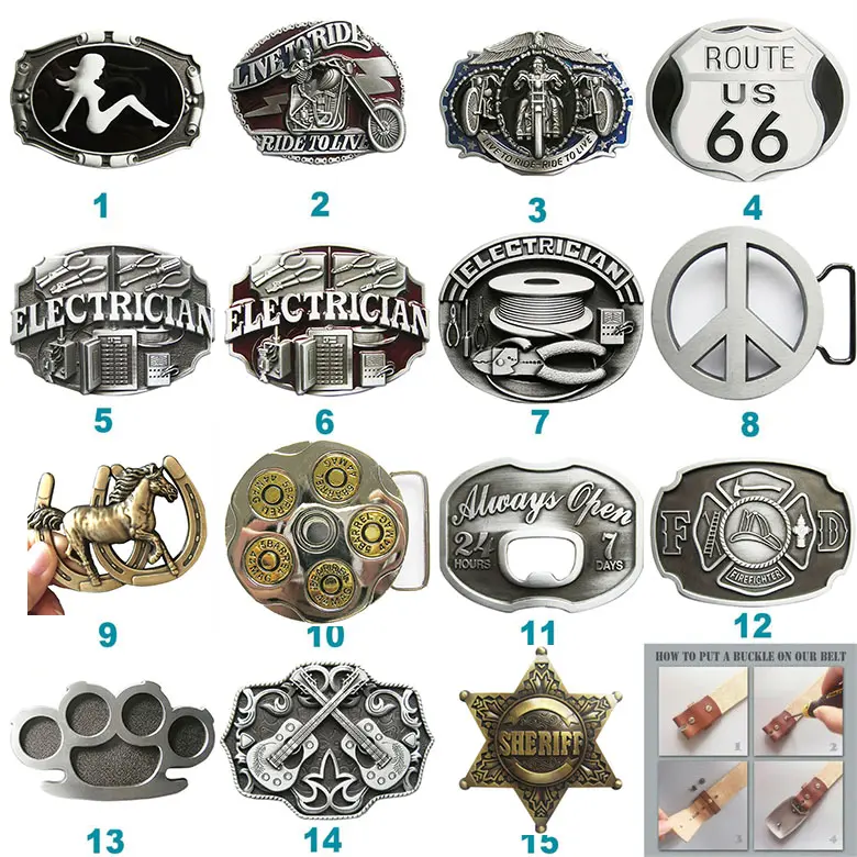 Vintage Western Buckle - 40mm Button Buckle with Animal Motifs, Wildlife Mix Design for Cowboy Cowgirl Belt Accessories